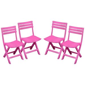 Klapstoel voor buiten/binnen - 4x - roze - 41 x 79 cm - stevig kunststof - Bijzet stoelen