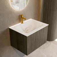 Badmeubel Mondiaz Kurve-Dlux | 60 cm cm | Meubelkleur Shadow | Wastafelkleur Frappe | Solid surface | Wasbak midden spoelbak | 1 kraangat
