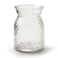 Bloemenvaas - helder bewerkt/transparant glas - H16 x D12 cm