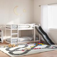 Stapelbed met glijbaan en ladder grenenhout wit 90x200 cm