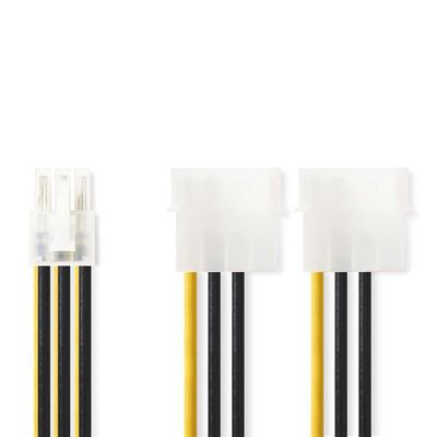 Nedis Interne Voedingskabel | 2x Molex Male | PCI-Express Female | 0.2 m | Geel / Zwart | 1 stuks - CCGP74210VA015 CCGP74210VA015