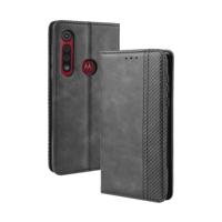 Voor Motorola een macro magnetische gesp retro Crazy Horse textuur horizontale Flip lederen draagtas met houder & kaartsleuven & fotolijstjes (zwart)