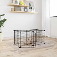 VidaXL Huisdierenkooi met deur 8 panelen 35x35 cm staal zwart