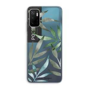 Tropical watercolor leaves: Xiaomi Poco M3 Pro 5G Transparant Hoesje
