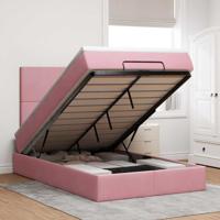 Ottoman bed met matrassen 120x200cm fluweel roze
