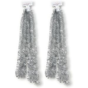 2x Kerst lametta guirlandes zilver 270cm kerstboom versiering/decoratie   -