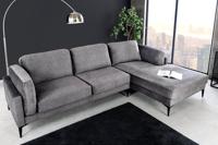 Design hoekbank MANHATTAN 295cm donkergrijs fluwelen binnenvering 3 zits metalen poten - 44277