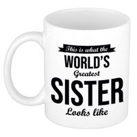 Worlds Greatest Sister cadeau mok / beker 300 ml - feest mokken - thumbnail