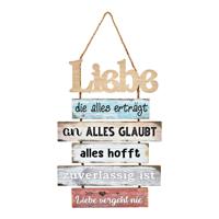 Wanddecoratie met spreuk "Liefde..." van hout, kleurrijk (B/H/D) 33x48x1,5cm