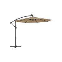 Parasol met LED-verlichting op zonne-energie en standaard, Taupe