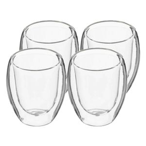 Espressokopjes/koffiekopjes - 4 stuks - dubbelwandig glas - 70 ml