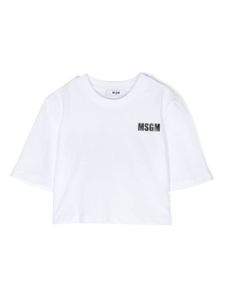 MSGM Kids t-shirt crop à logo imprimé - Blanc