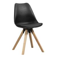 2e Halve Prijs Leen Bakker - Eetkamerstoel Senja - Hout - Kunststof/Hout - Zwart