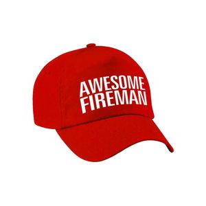 Awesome fireman pet / cap rood voor heren - Geweldige brandweerman cadeau