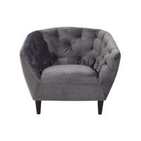 Leen Bakker - Fauteuil Thyrza - Fluweel - Donker - Velvet - Grijs - 83x97x79 Cm