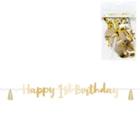 Amscan letterslinger happy 1st birthday goudkleurig 1,8 m | 24 stuks
