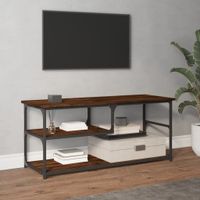 Tv-meubel 103x38x46,5 cm bewerkt hout staal gerookt eikenkleur - thumbnail