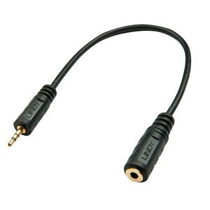 LINDY 35698 Kabel Jackplug Audio Adapter [1x Jackplug male 2,5 mm - 1x Jackplug female 3,5 mm] Zwart