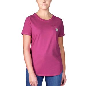 Carhartt Force Midweight Short-Sleeve Magenta Agate Pocket T-Shirt Dames