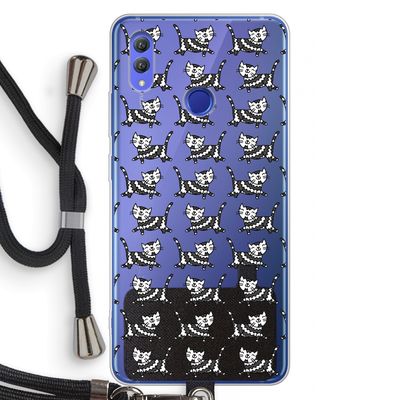 Zwarte poes: Honor Note 10 Transparant Hoesje met koord
