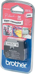 Brother Labelling Tape - 12mm, Black/White, Blister labelprinter-tape M