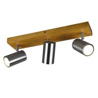 Trio 3-lichts opbouwspotMarley rvs op hout - 812400307