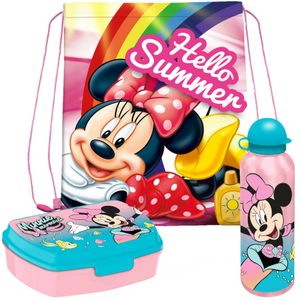 Disney Minnie Mouse lunchbox set voor kinderen - 3-delig - roze - incl. gymtas/schooltas