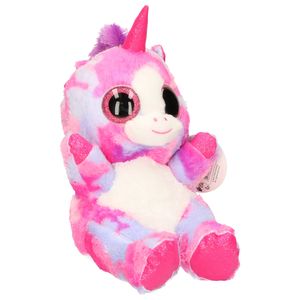 Keel Toys pluche eenhoorn knuffel - regenboog kleuren fuchsia roze - 25 cm
