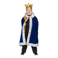 Koning verkleed cape blauw voor jongens - thumbnail