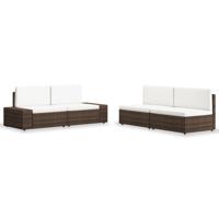 4-delige Loungeset poly rattan bruin