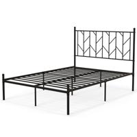 Volledig Metalen Platformbedframe met Hoofdeinde Geruisloze Matrasbodem met Stevige Metalen Schuifsteun Zwart 197 x 141 x 113 cm