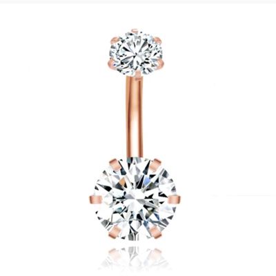 Piercing met 6-kant Zirkonia - Hexagon RosÃ© Goud