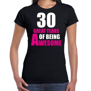 30 great years of being awesome verjaardag cadeau t-shirt zwart voor dames