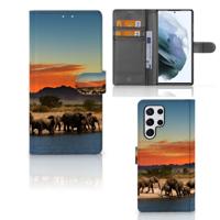 Samsung Galaxy S22 Ultra | Telefoonhoesje | Met pasjeshouder | Olifanten