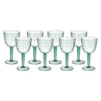 Wijnglas Gloria - 8x - transparant groen - onbreekbaar kunststof - 450 ml