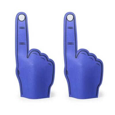 Foam Hand met Wijzende Vinger - 2x stuks - Blauw - 25 x 50 cm - Schuimrubber - Supportershand