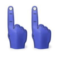 Foam Hand met Wijzende Vinger - 2x stuks - Blauw - 25 x 50 cm - Schuimrubber - Supportershand