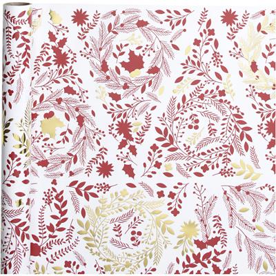 Creativ Company Inpakpapier, kerstbomen, b: 50 cm, 80 gr, goud, rood, wit, 3 m/ 1 rol
