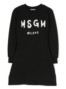 MSGM Kids robe-sweat à logo imprimé - Noir