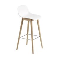 Muuto Fiber barkruk met rugleuning H75 wit