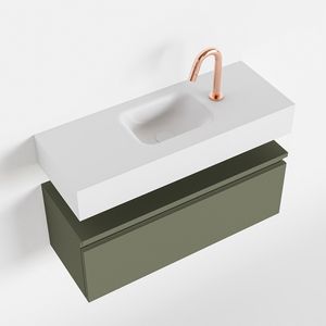 Toiletmeubel Mondiaz Andor | 80 cm | Meubelkleur Army | Lex vrijhangend wastafel Talc Midden | 1 kraangat