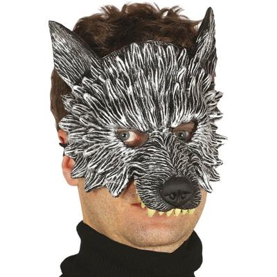 Wolf horror masker van foam - 2x stuks - Halloween verkleed maskers - Enge dierenmaskers