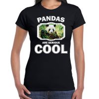 T-shirt pandas are serious cool zwart dames - pandaberen/ panda shirt - thumbnail