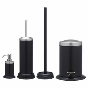Sealskin toiletborstelgarnituur Acero - zwart - 41x12,6x12,6 cm - Leen Bakker