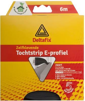 Tochtstrip e 9x4mm zwart 6m - Deltafix