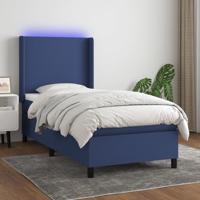 Boxspring met matras en LED stof blauw 100x200 cm