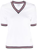 Thom Browne t-shirt rayé à col v - Blanc