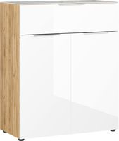 Opbergkast Oakland 102 cm hoog in wit met navarra eiken - thumbnail