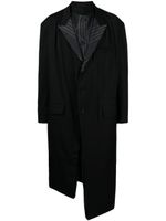 Yohji Yamamoto manteau asymétrique à doublure rayée - Noir