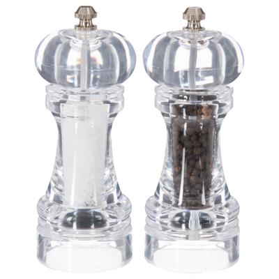 Zout- en pepermolens - Set van 2x - acryl transparant - 15 cm